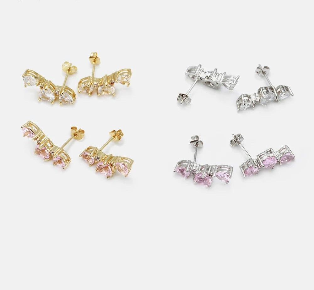 Triple Heart Earrings